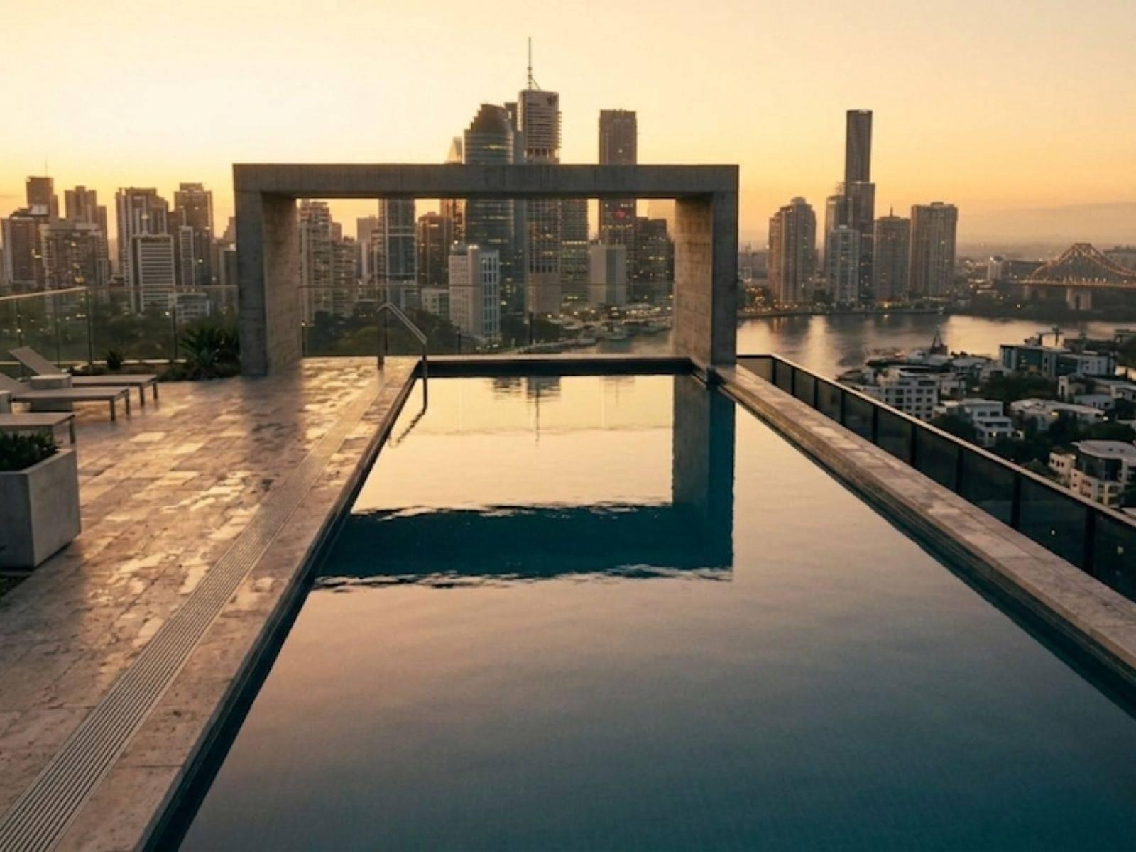 Night view from pool deck — Gold Coast skyline