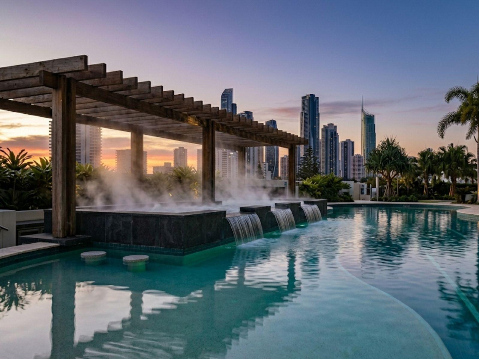 Swim-up bar integration — waterproofing + F&B handover